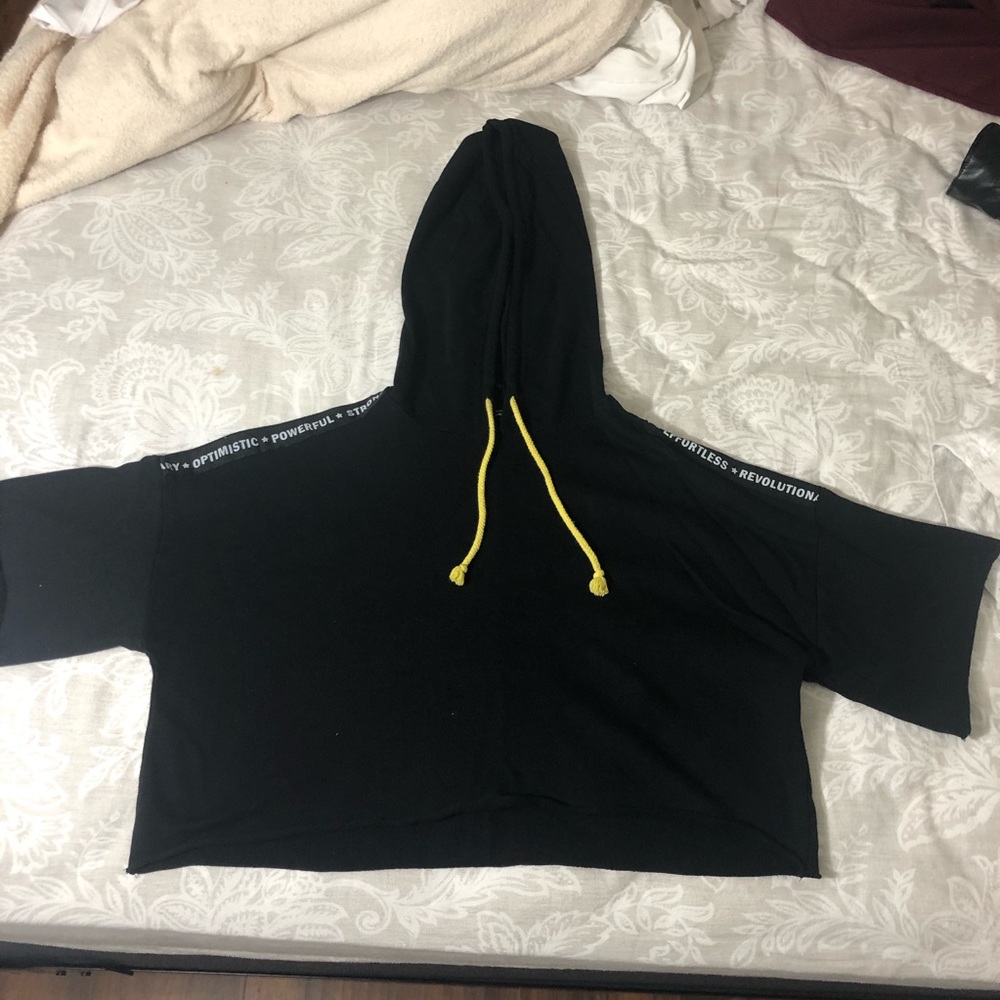 Cropped, short sleeve hoodie